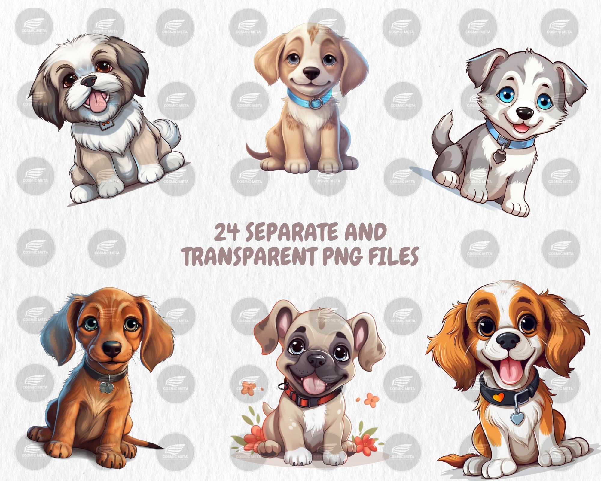 Watercolor Puppies Clipart | Painted Puppy Clipart | Puppy Illustrations | PNG Graphics | Instant Download for Commercial Use
