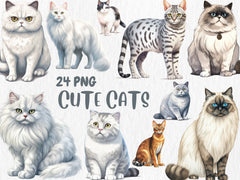 Watercolor Clipart Mega Bundle #13 | Dogs, Cats, Puppies, Kittens, 120 PNG Graphics | Painted Animals | Instant Download for Commercial Use