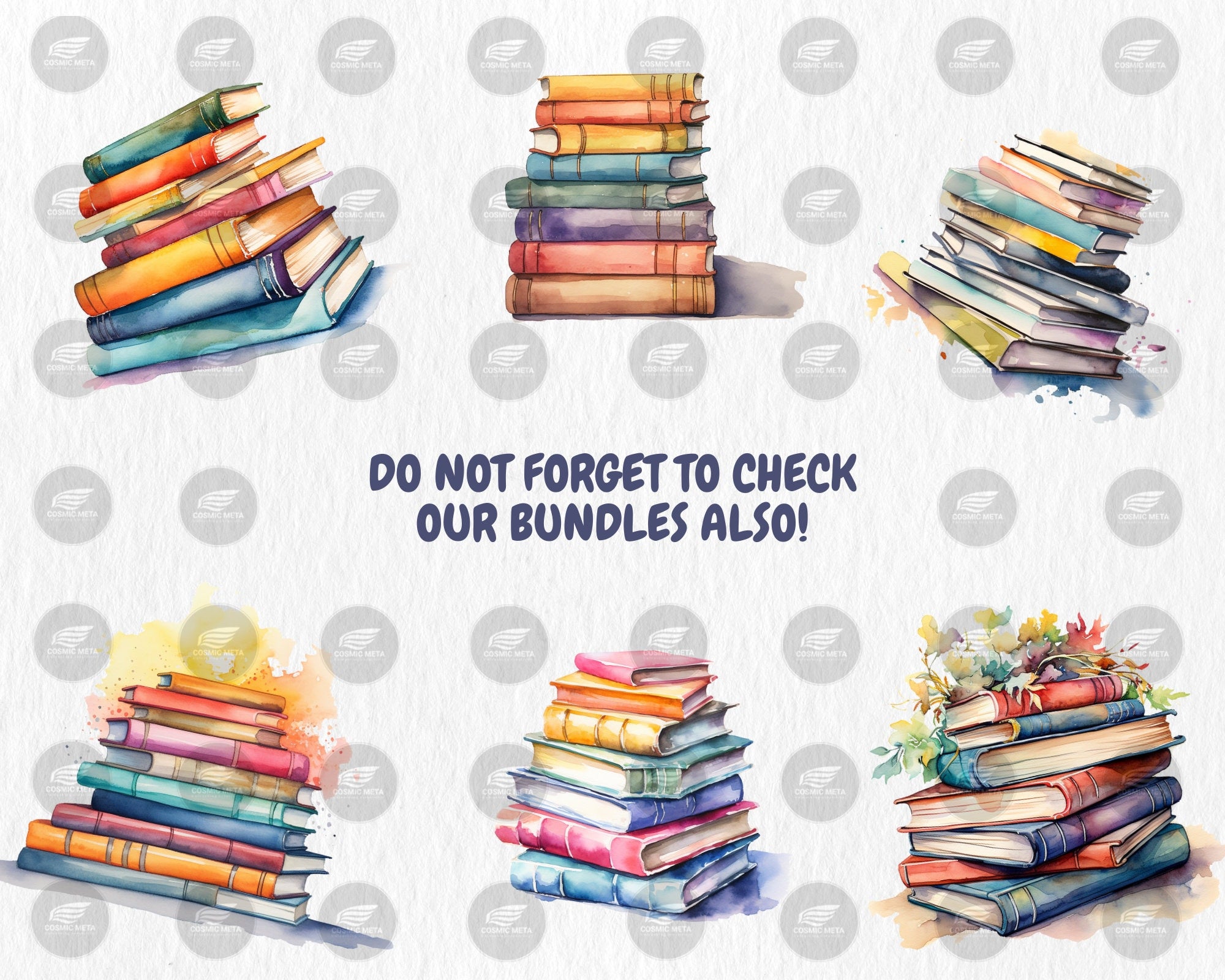 Watercolor Books Clipart | Painted Book Clipart | Book, Reading, Education Illustrations, PNG Graphics | Instant Download for Commercial Use