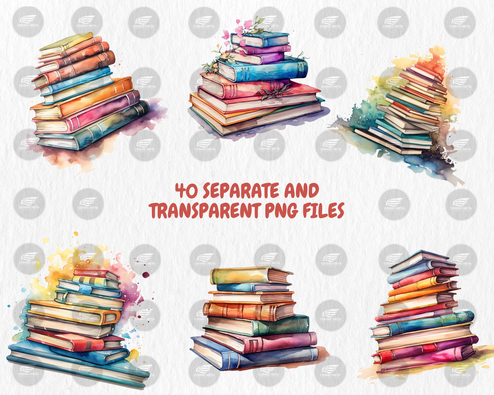 Watercolor Books Clipart | Painted Book Clipart | Book, Reading, Education Illustrations, PNG Graphics | Instant Download for Commercial Use