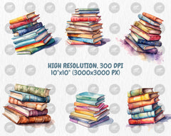Watercolor Books Clipart | Painted Book Clipart | Book, Reading, Education Illustrations, PNG Graphics | Instant Download for Commercial Use