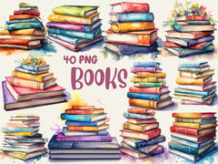 Watercolor Books Clipart | Painted Book Clipart | Book, Reading, Education Illustrations, PNG Graphics | Instant Download for Commercial Use