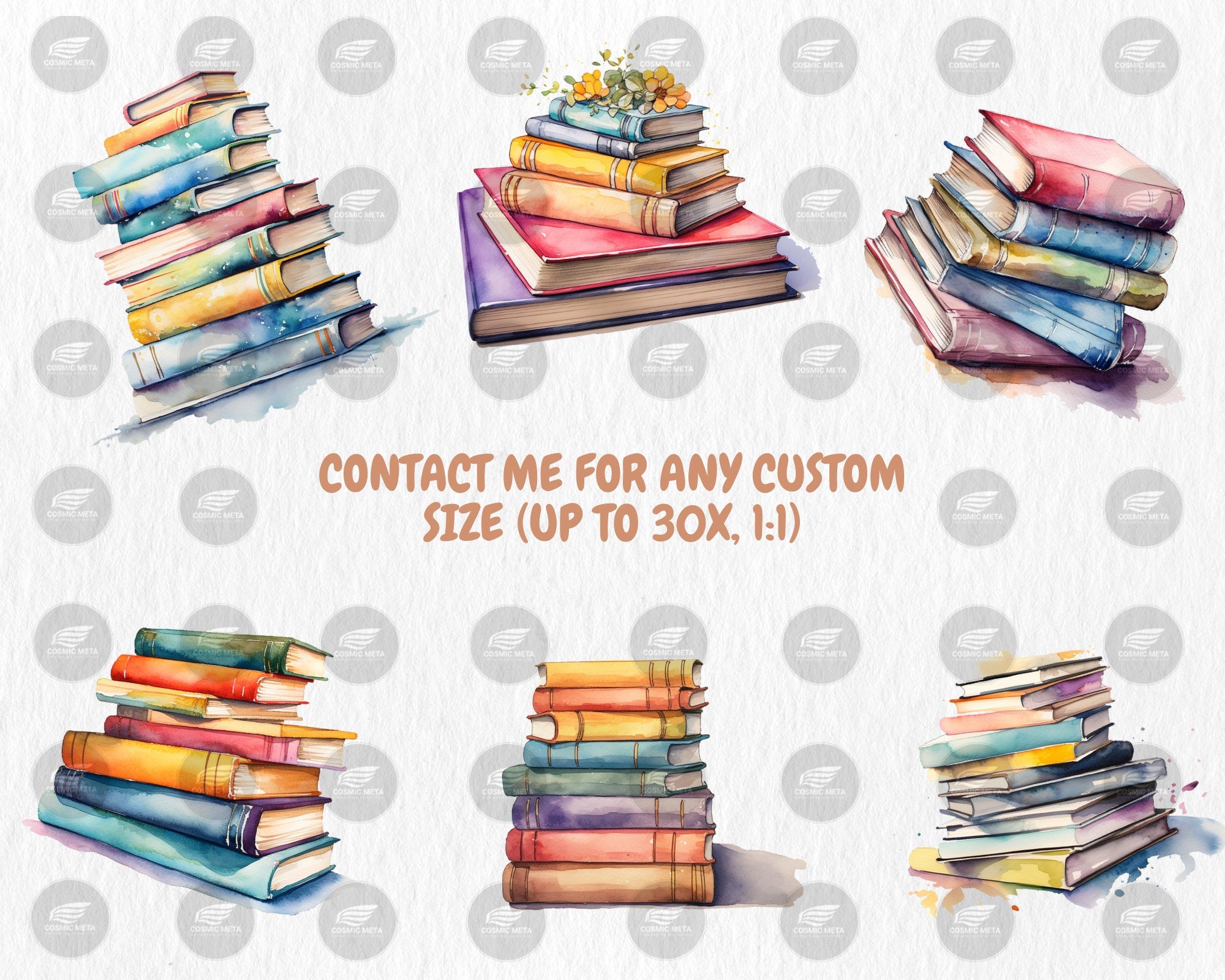 Watercolor Books Clipart | Painted Book Clipart | Book, Reading, Education Illustrations, PNG Graphics | Instant Download for Commercial Use