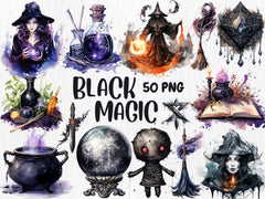 Watercolor Magic Mega Clipart Bundle | Mystical Forests, Fantasy Portals, Wizards, Witches, Potion | Instant Download for Commercial Use
