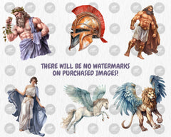 Watercolor Ancient Greece Clipart | Greek Mythology Gods, Goddesses, Medusa, Hercules Illustration | Instant Download for Commercial Use