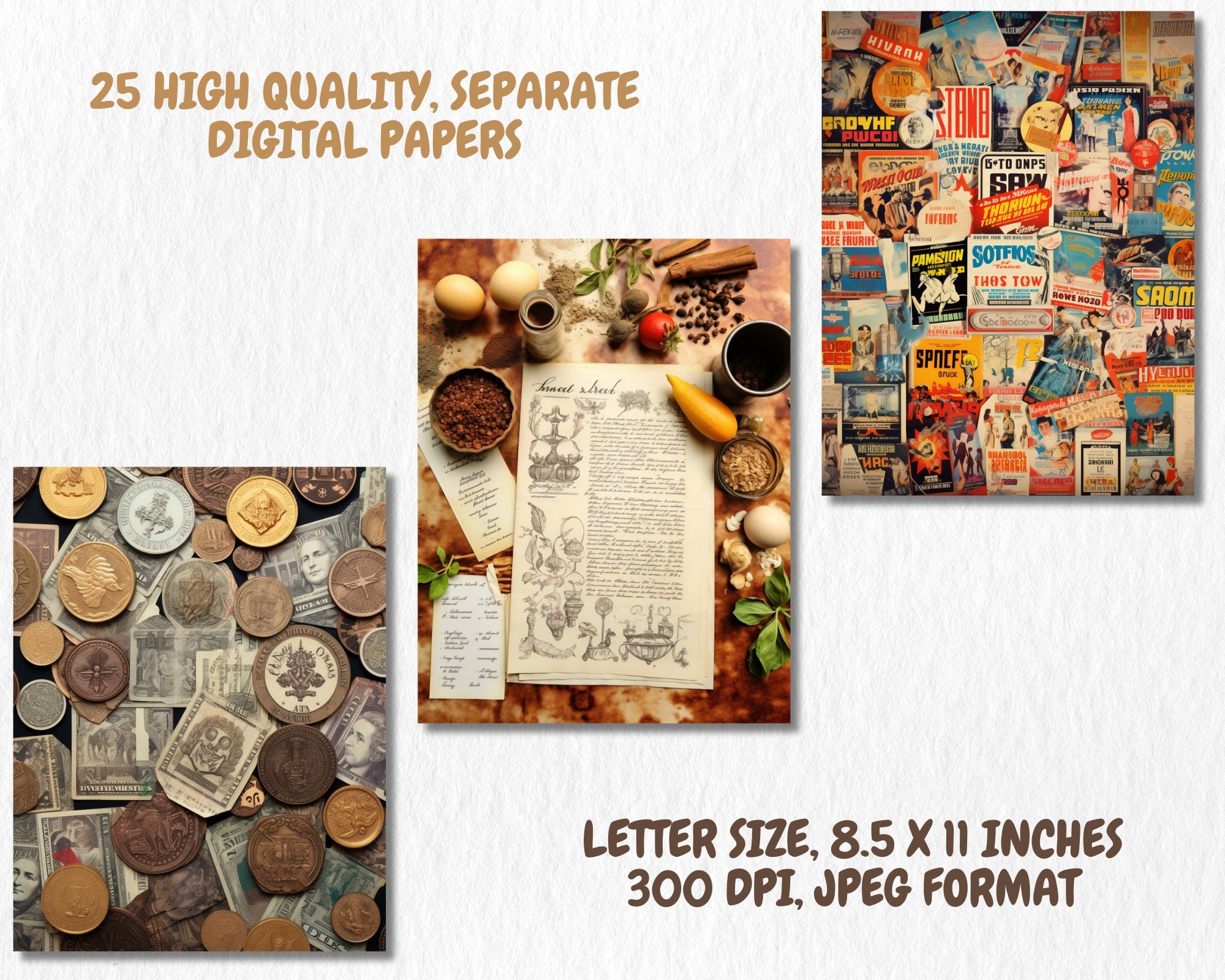 Vintage Ephemera Digital Paper | Vintage Newspaper Clippings, Victorian Era Backdrops, Printable, Download for Junk Journals & Scrapbooking