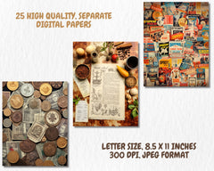 Vintage Ephemera Digital Paper | Vintage Newspaper Clippings, Victorian Era Backdrops, Printable, Download for Junk Journals & Scrapbooking
