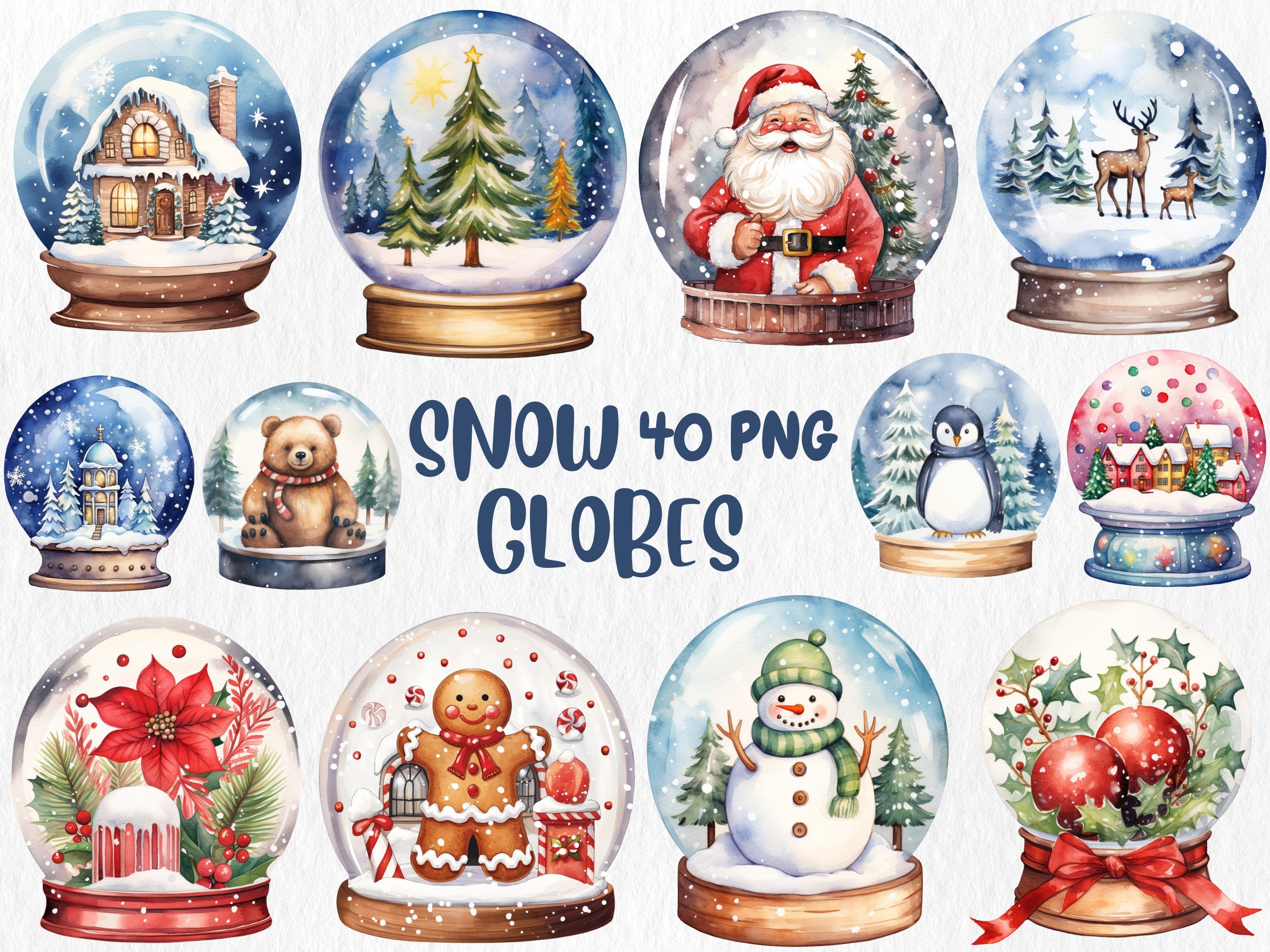 Watercolor Winter Mega Clipart Bundle #1 | Snowmen, Snowflakes, Cozy Winter, January, Winter Landscapes | Instant Download for Commercial Use