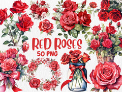 Watercolor Floral Mega Clipart Bundle #3| Sunflower, Red Rose, Mushroom, Sakura, Spring Garden, Flower | Instant Download for Commercial Use