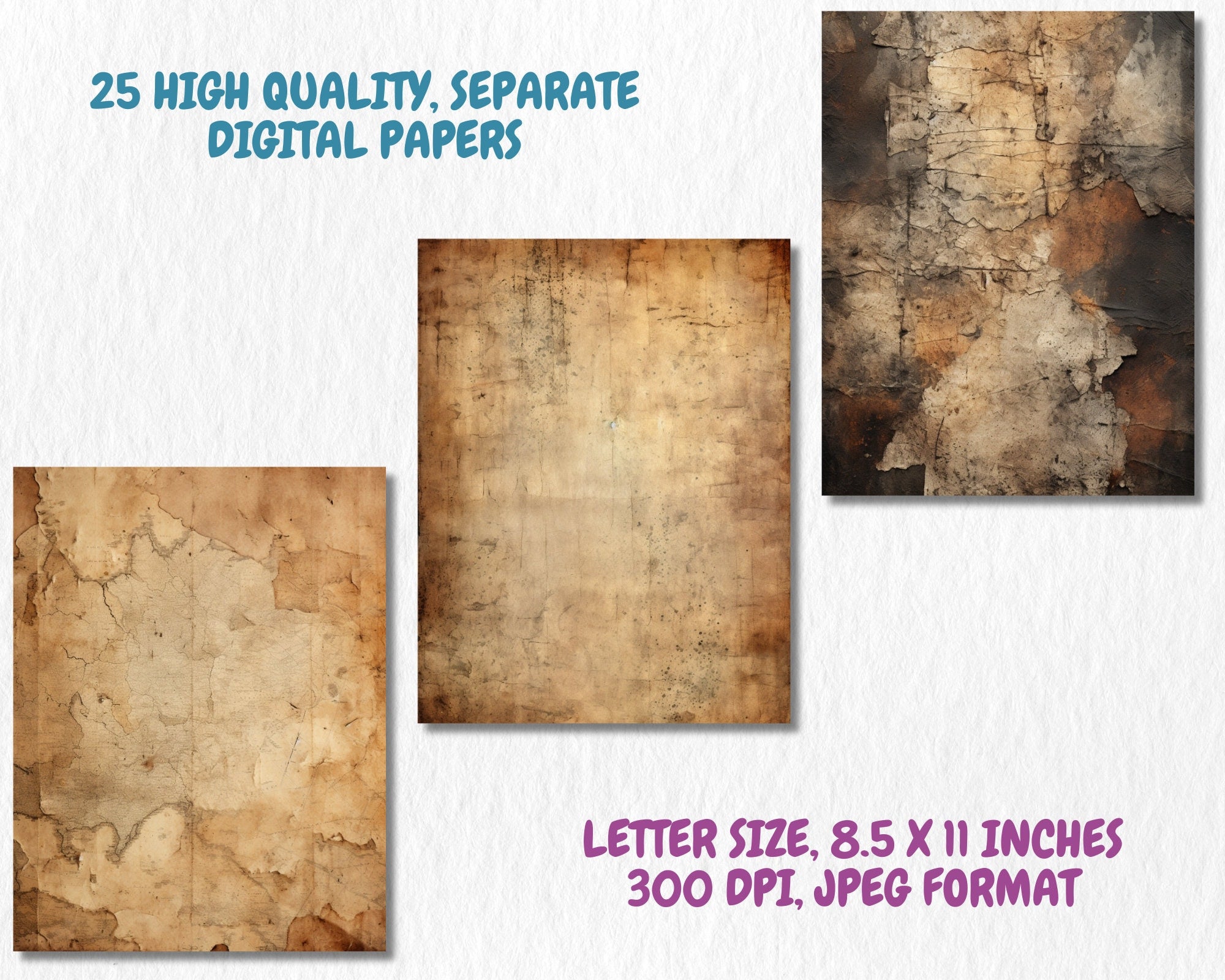 Old Paper Texture Digital Paper | Vintage Paper Background, Antique Paper Backdrops, Printable, Download for Journals & Scrapbooking