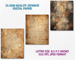 Old Paper Texture Digital Paper | Vintage Paper Background, Antique Paper Backdrops, Printable, Download for Journals & Scrapbooking