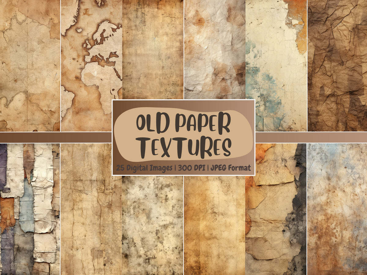Old Paper Texture Digital Paper | Vintage Paper Background, Antique Paper Backdrops, Printable, Download for Journals & Scrapbooking
