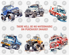 Watercolor Winter Vehicles Clipart | Snow Plow Truck, Snowmobile, Salt Spreader, Snowcat Illustrations | Instant Download for Commercial Use