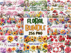 Watercolor Floral Mega Clipart Bundle #3| Sunflower, Red Rose, Mushroom, Sakura, Spring Garden, Flower | Instant Download for Commercial Use