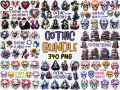 Watercolor Gothic Mega Clipart Bundle | Sugar Skull, Floral Skull, Wizard, Witch, Book Illustrations | Instant Download for Commercial Use