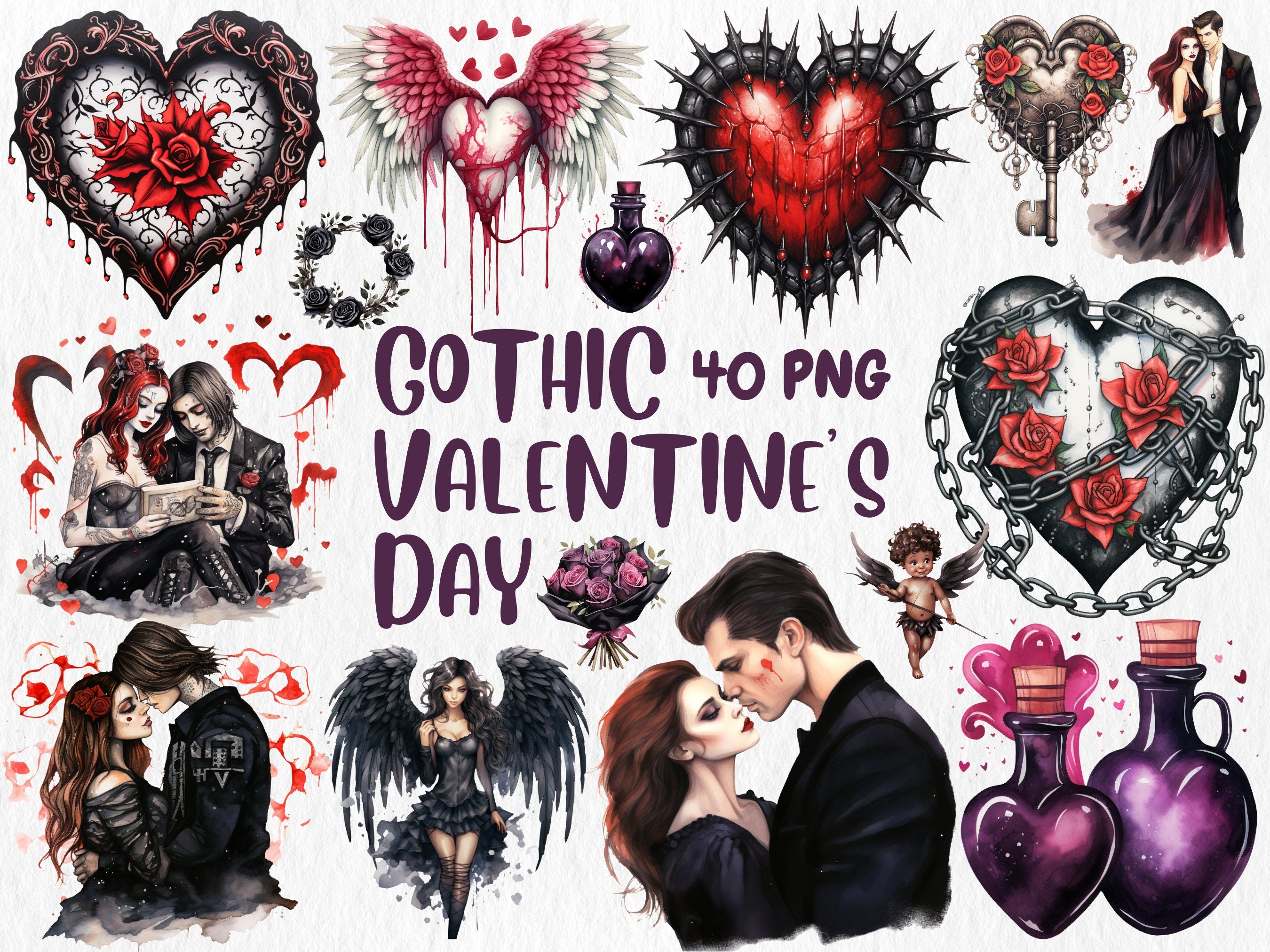 Watercolor Gothic Mega Clipart Bundle | Sugar Skull, Floral Skull, Wizard, Witch, Book Illustrations | Instant Download for Commercial Use