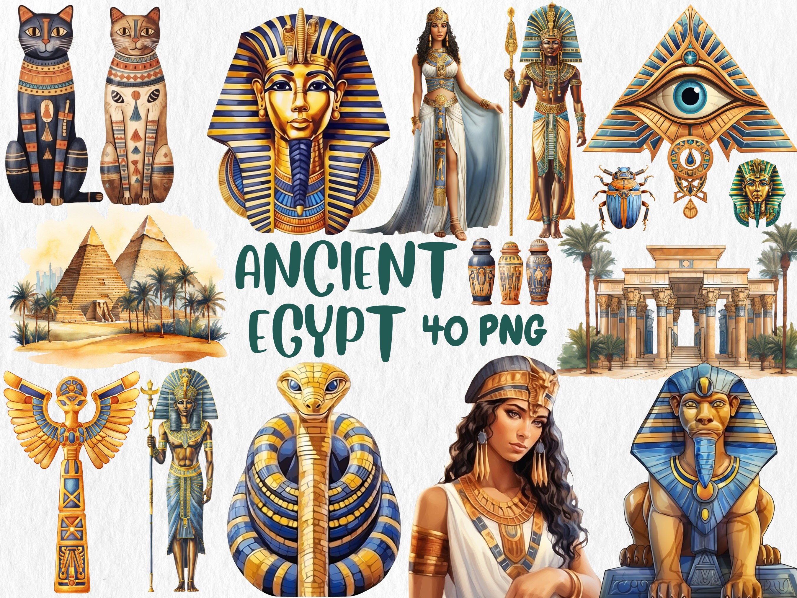 Watercolor Mythology Mega Clipart Bundle | Ancient Rome, Egypt, Greece, Norse, Greek, Egypt Mythology | Instant Download for Commercial Use