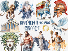 Watercolor Mythology Mega Clipart Bundle | Ancient Rome, Egypt, Greece, Norse, Greek, Egypt Mythology | Instant Download for Commercial Use