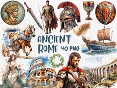 Watercolor Mythology Mega Clipart Bundle | Ancient Rome, Egypt, Greece, Norse, Greek, Egypt Mythology | Instant Download for Commercial Use