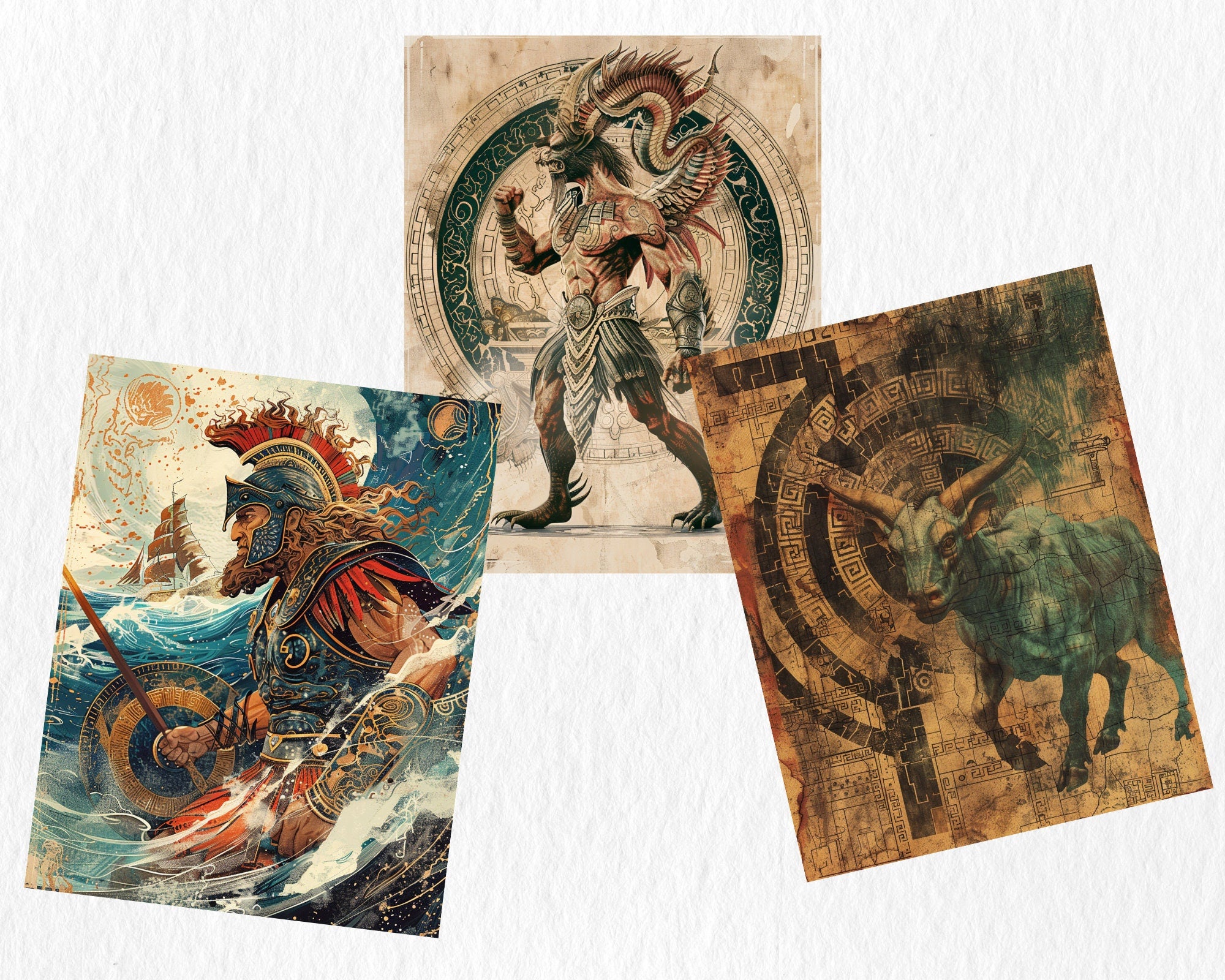 Ancient Greece Digital Paper | Mythological Background, Ancient Greek Backdrops, Aphrodite, Printable | Download for Journals & Scrapbooking