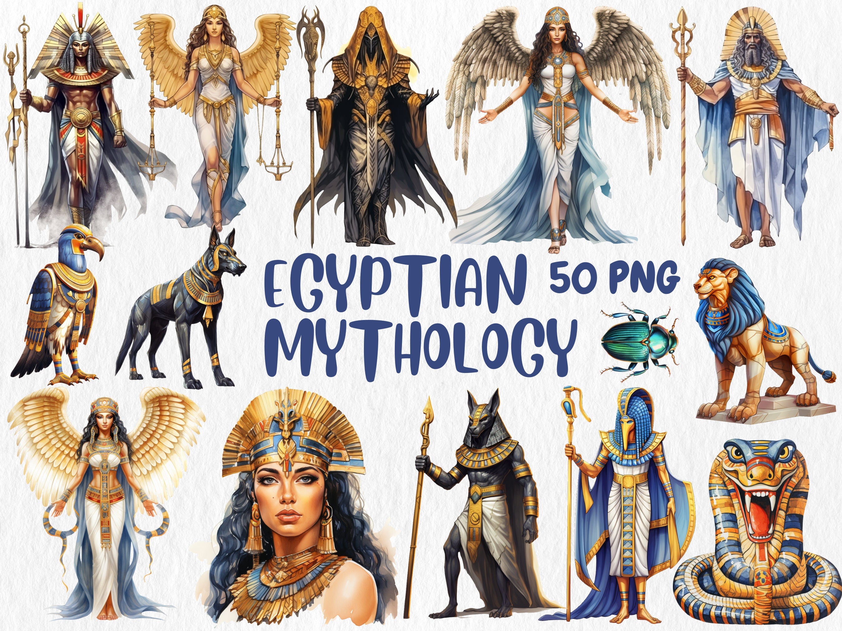 Watercolor Mythology Mega Clipart Bundle | Ancient Rome, Egypt, Greece, Norse, Greek, Egypt Mythology | Instant Download for Commercial Use