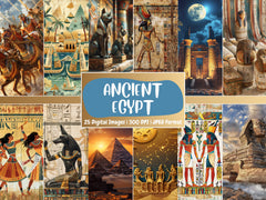 Ancient Egypt Digital Paper | Hieroglyphic Background, Ancient Egyptian Backdrops, Pharaoh, Printable | Download for Journals & Scrapbooking
