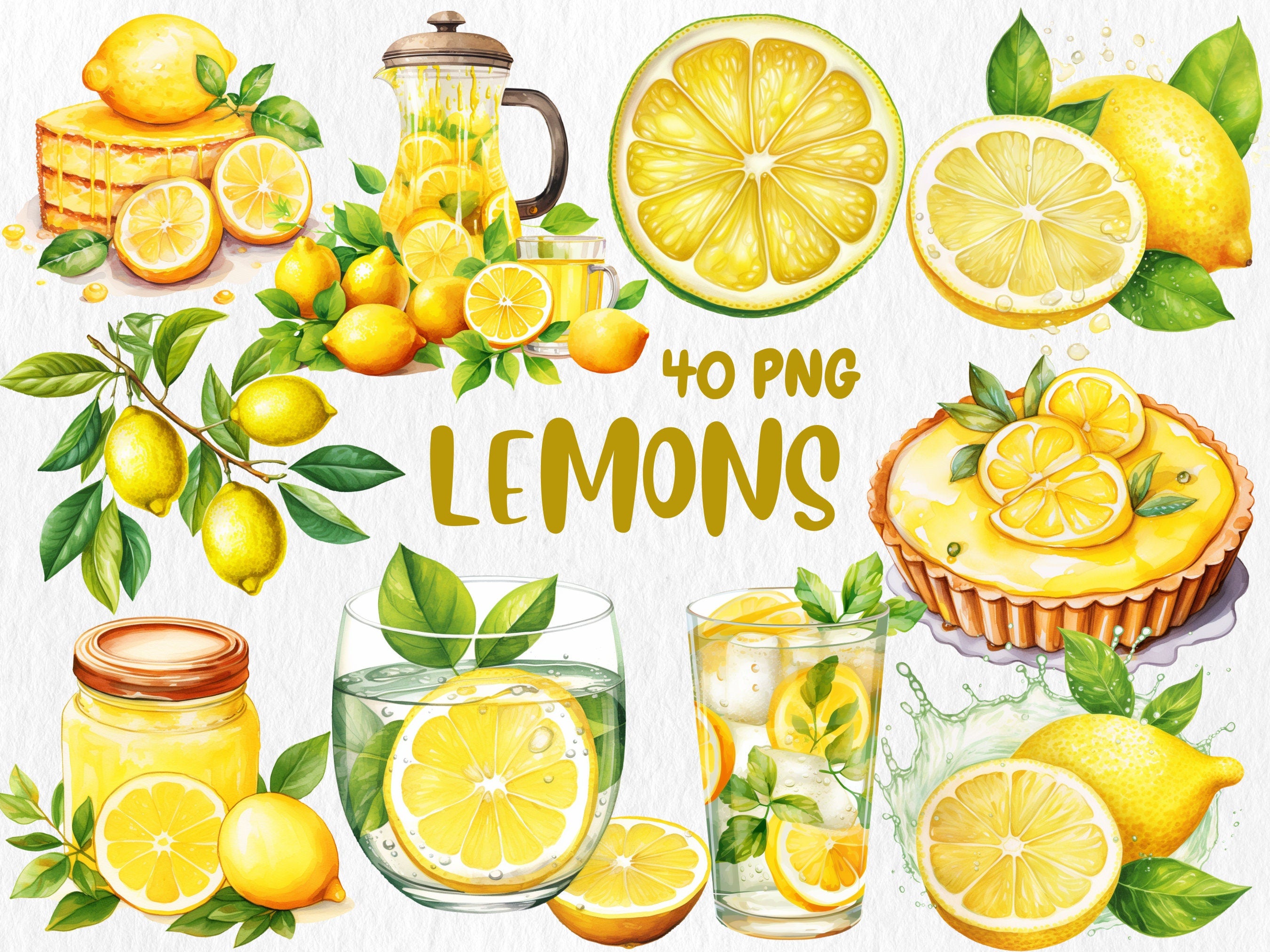 Watercolor Food & Drink Mega Clipart Bundle #1 | Fruits, Vegetables, Mango, Orange, Cocktails, Sweets | Instant Download for Commercial Use