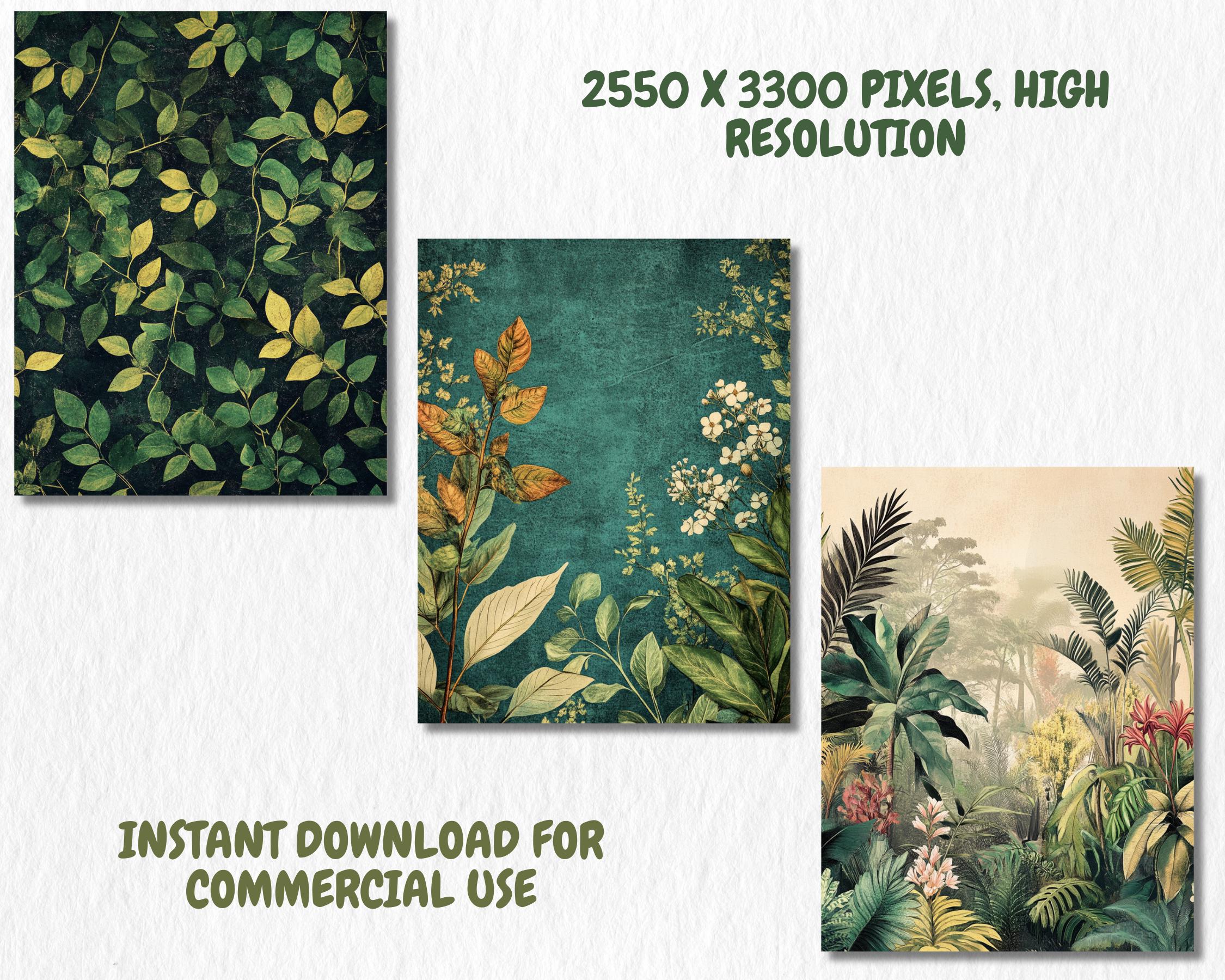 Vintage Botanical Digital Paper | Antique Floral Background, Flower Backdrops, Crafting, Printable | Download for Journals & Scrapbooking