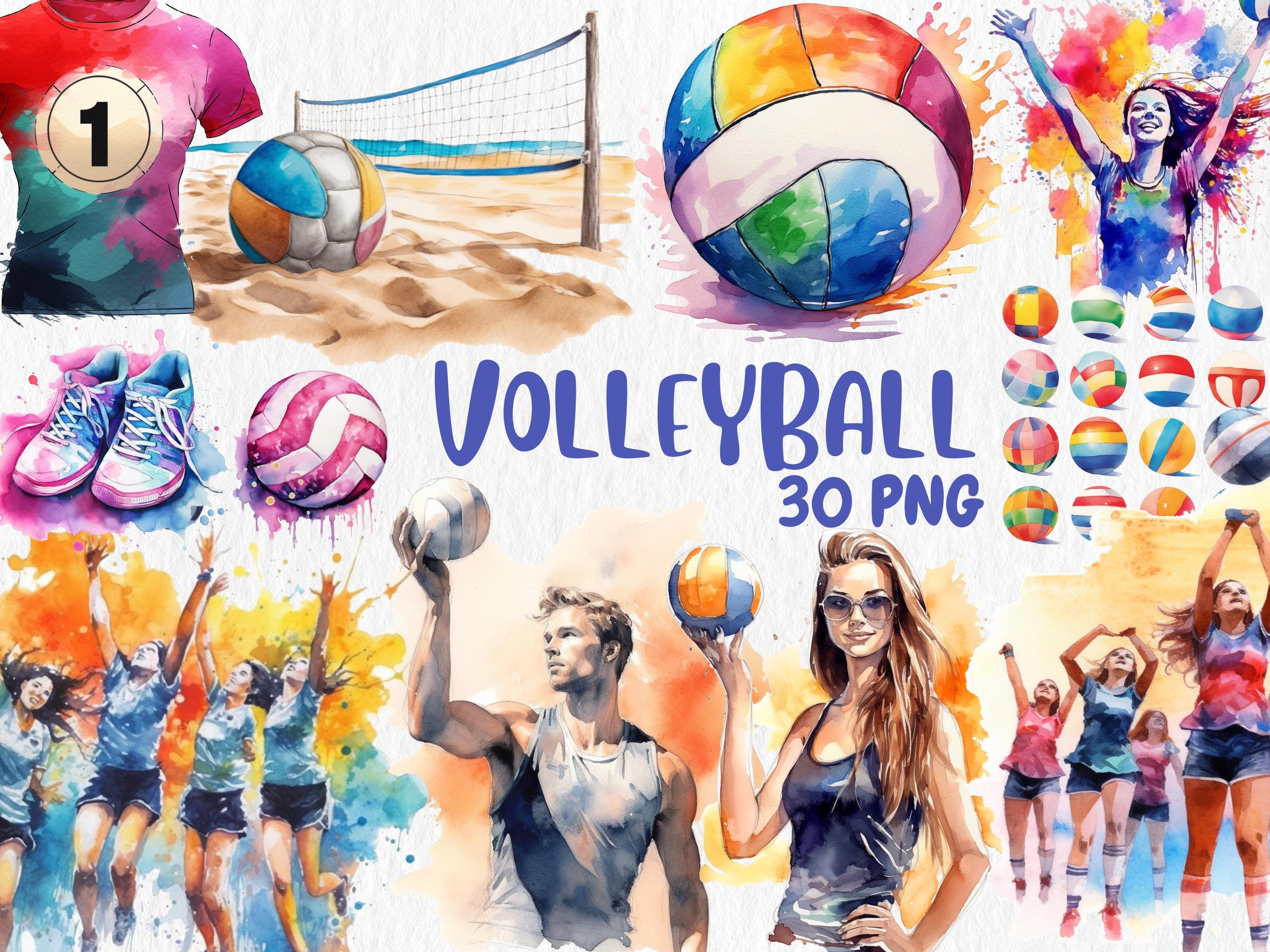 Watercolor Sports Mega Clipart Bundle | Football, Basketball, Volleyball, Baseball, Boxing Illustrations | Instant Download, Commercial Use