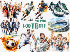 Watercolor Sports Mega Clipart Bundle | Football, Basketball, Volleyball, Baseball, Boxing Illustrations | Instant Download, Commercial Use