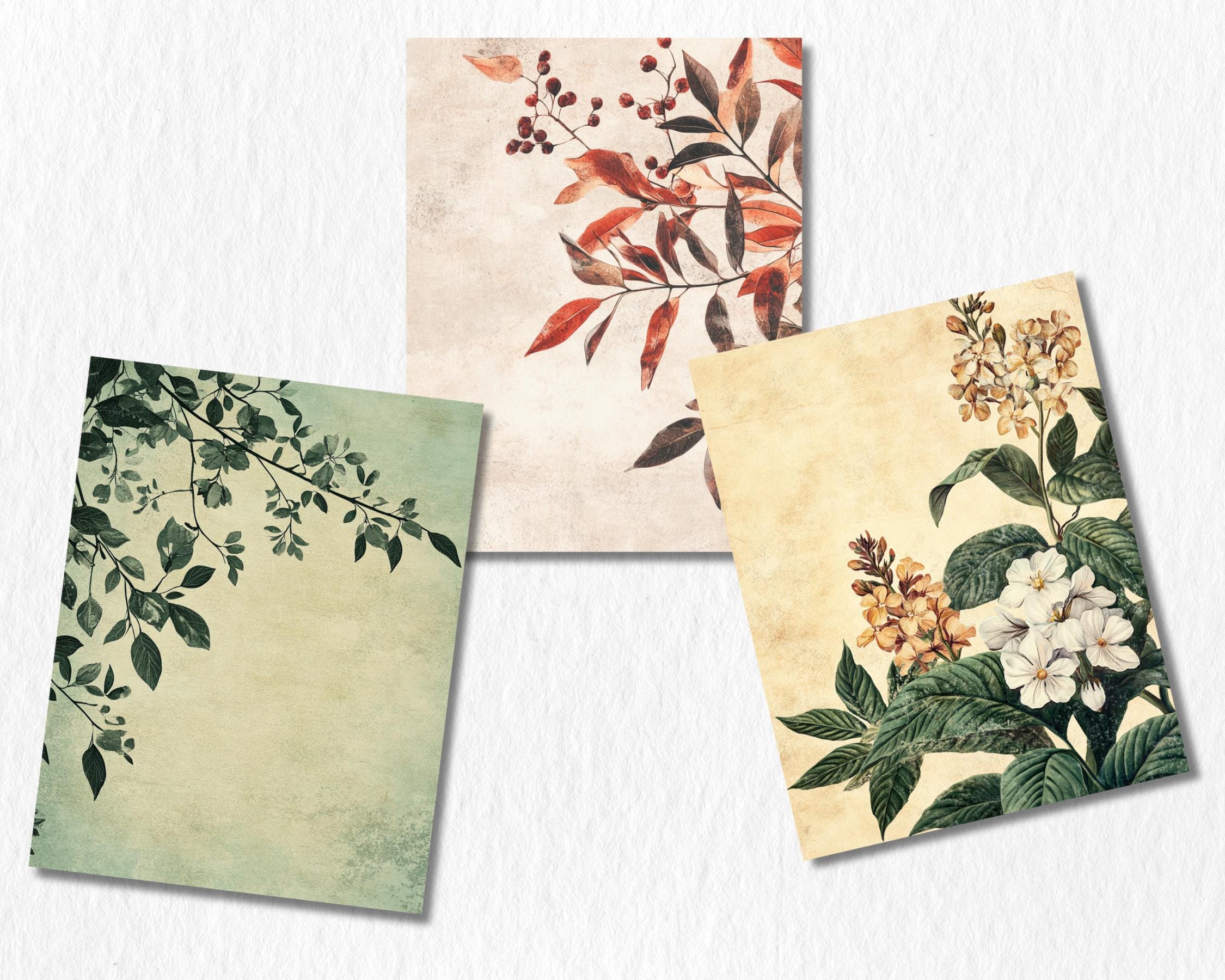 Vintage Botanical Digital Paper | Antique Floral Background, Flower Backdrops, Crafting, Printable | Download for Journals & Scrapbooking