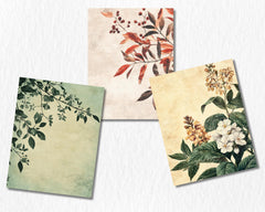 Vintage Botanical Digital Paper | Antique Floral Background, Flower Backdrops, Crafting, Printable | Download for Journals & Scrapbooking