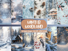 Winter Woodland Digital Paper | Winter Background, Nature-Inspire Backdrops, Crafting, Printable | Download for Journals & Scrapbooking
