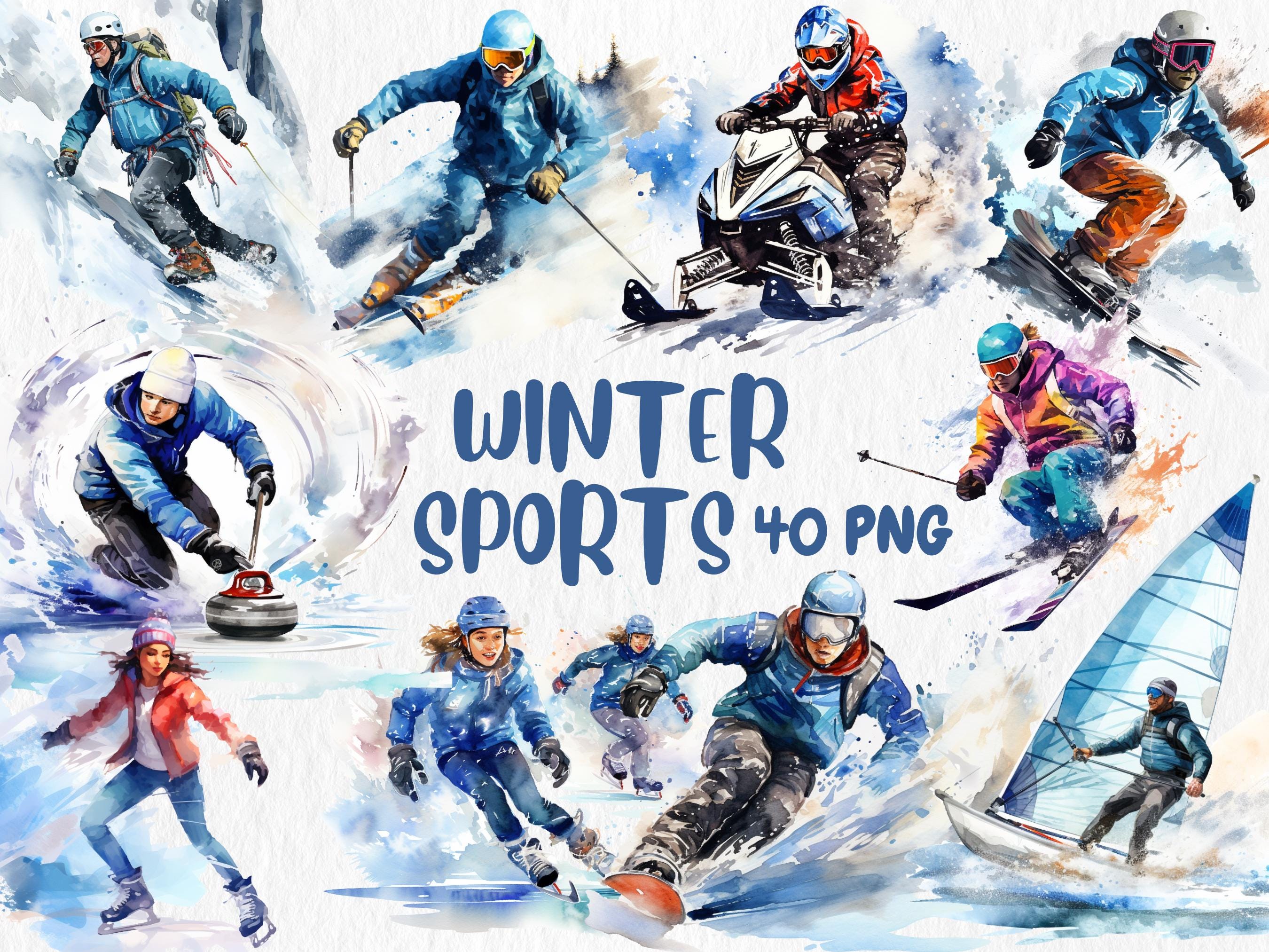 Watercolor Sports Mega Clipart Bundle | Football, Basketball, Volleyball, Baseball, Boxing Illustrations | Instant Download, Commercial Use