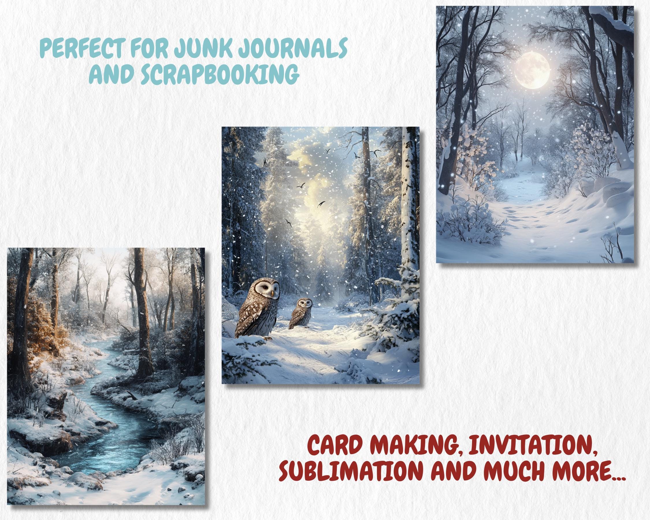 Winter Woodland Digital Paper | Winter Background, Nature-Inspire Backdrops, Crafting, Printable | Download for Journals & Scrapbooking