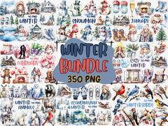 Watercolor Winter Mega Clipart Bundle #2 | January, Snowman, Winter Animals, February, Scandinavian Winter | Instant Download, Commercial Use
