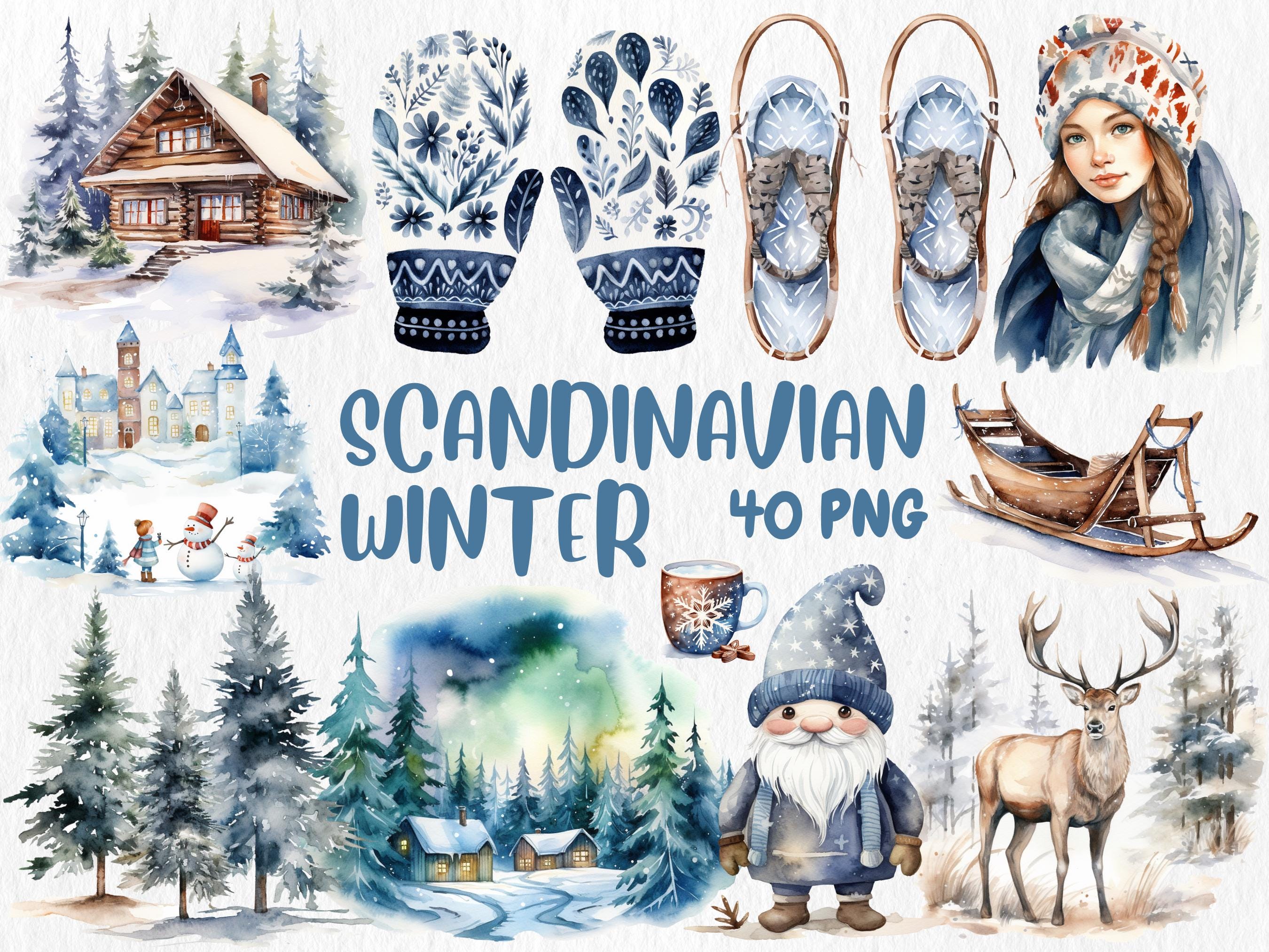 Watercolor Winter Mega Clipart Bundle #2 | January, Snowman, Winter Animals, February, Scandinavian Winter | Instant Download, Commercial Use