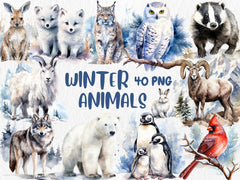 Watercolor Winter Mega Clipart Bundle #2 | January, Snowman, Winter Animals, February, Scandinavian Winter | Instant Download, Commercial Use